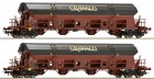 67121 Roco Set of 2 Hopper car with swing roof Grawaco